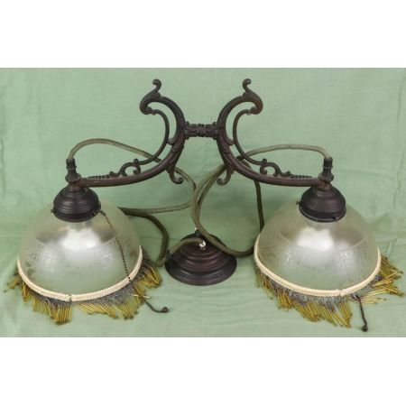 Stilvolles Set Art Nouveau Deckenlampe Doppellampe und Wandlampe mit Verzierung und Glasperlen