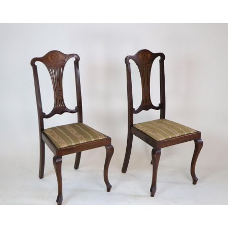 Zwei edwardianische Salonstühle aus Mahagoni Esszimmerstühle