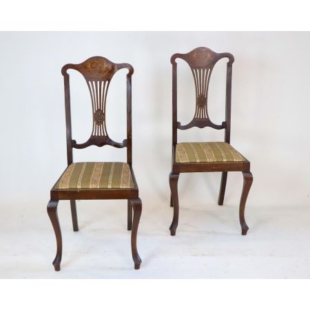 Zwei edwardianische Salonstühle aus Mahagoni Esszimmerstühle