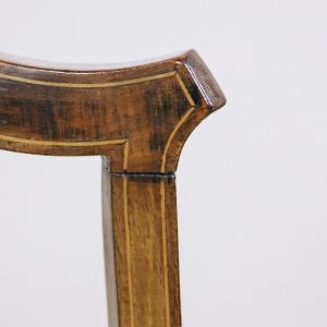 6er Satz edwardianischer Esszimmerstühle mit ungewöhnlichen Intarsien