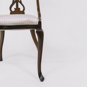 6er Satz edwardianischer Esszimmerstühle mit ungewöhnlichen Intarsien