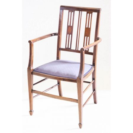 Armlehnstuhl / Edwardian armchair aus Mahagoni Massivholz mit Intarsie