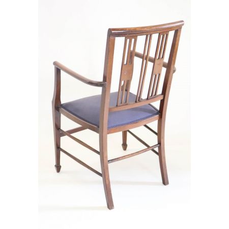 Armlehnstuhl / Edwardian armchair aus Mahagoni Massivholz mit Intarsie