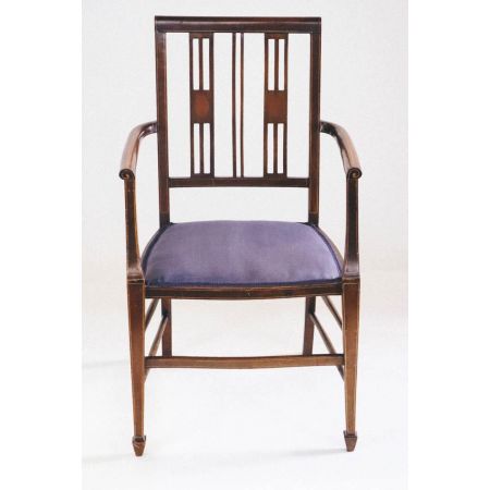 Armlehnstuhl / Edwardian armchair aus Mahagoni Massivholz mit Intarsie