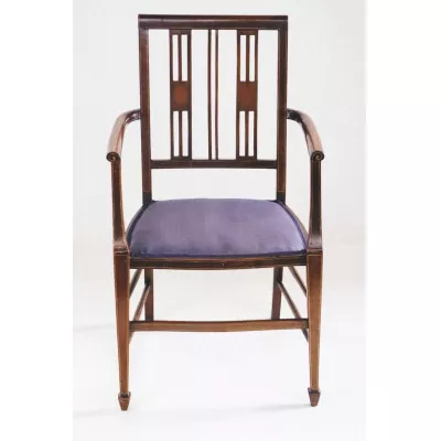 Armlehnstuhl / Edwardian armchair aus Mahagoni Massivholz mit Intarsie