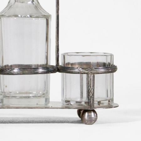 Tisch Menage vernickelt, im Viktorianischen Stil, Kristalglas