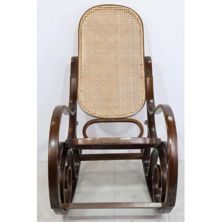 Thonet Stil Schaukelstuhl aus Bugholz mit Wiener Geflecht