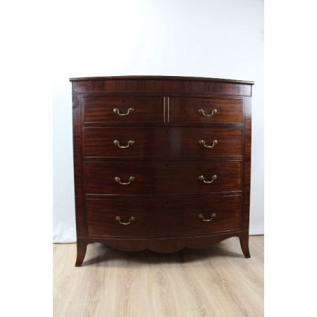 Antike Bowfront Kommode Chest Mahagoni Original 1860