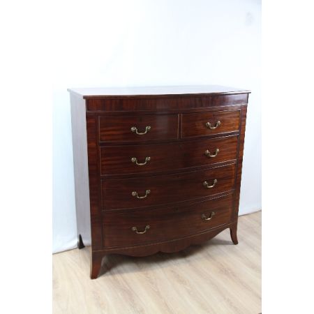 Antike Bowfront Kommode Chest Mahagoni Original 1860