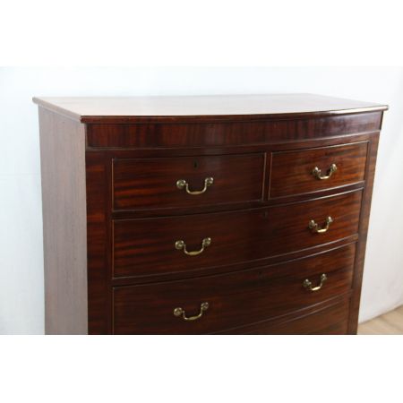 Antike Bowfront Kommode Chest Mahagoni Original 1860