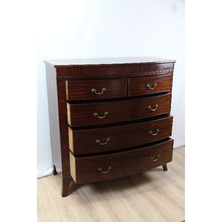 Antike Bowfront Kommode Chest Mahagoni Original 1860