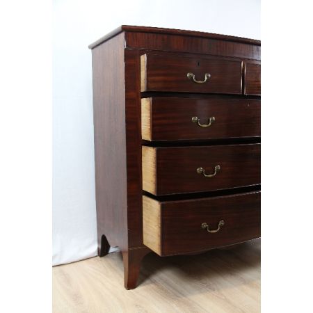 Antike Bowfront Kommode Chest Mahagoni Original 1860