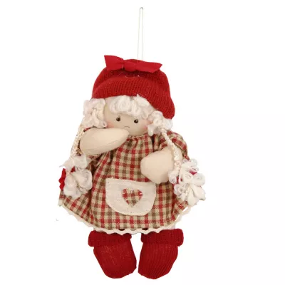 Clayre & Eef Puppe rot kariert 18cm