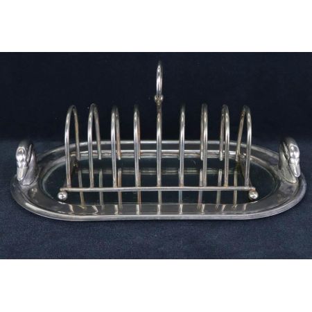 Versilberter Toastständer mit Tablett