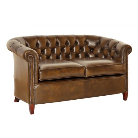 Chesterfield Sofa "Diana" Zweisitzer in Birch Antique Gold