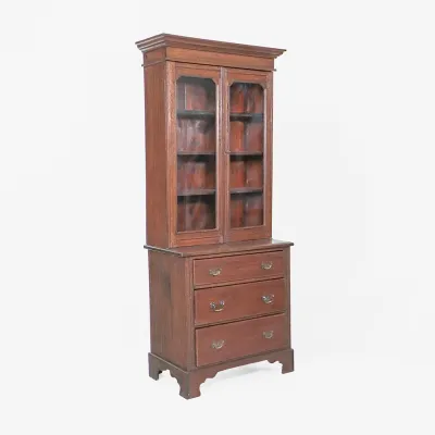 Englischer antiker Eiche Bücherschrank Vitrine aus England viktorianisch um 1850