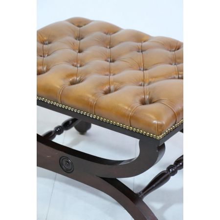 Vintage Chesterfield Hocker, Cognac - sofort lieferbar