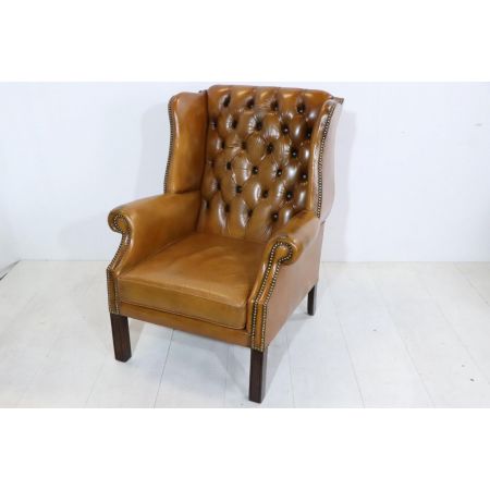 Vintage Chesterfield Ohrensessel, cognac, englisch