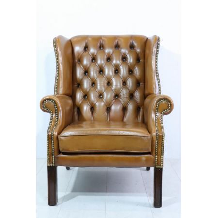 Originaler Vintage Chesterfield Ohrenessel, Cognac - sofort lieferbar