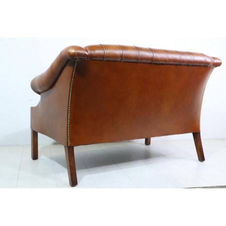Vintage Chesterfield Sofa, 2-Sitzer, Cognac - sofort lieferbar