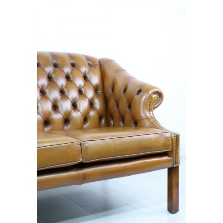 Vintage Chesterfield Sofa, 2-Sitzer, Cognac - sofort lieferbar