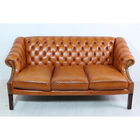 Vintage Chesterfield Sofa, 3-Sitzer, Cognac - sofort lieferbar