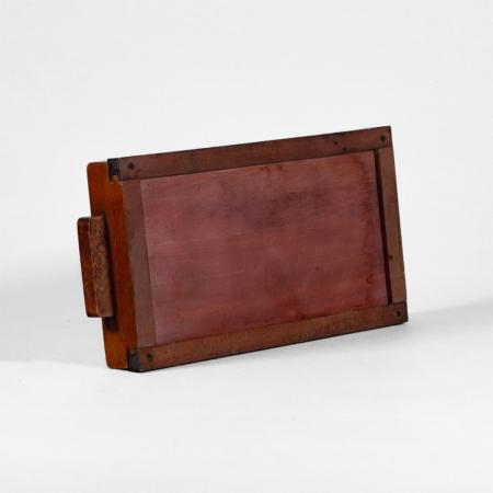 Vintage Tablett aus Holz- und Acrylrahmen mit Spiegeleinsatz