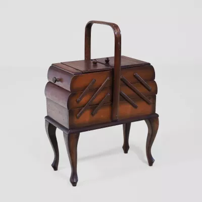 Vintage Nähkasten, ausziehbar, Cabrile Legs, Mahagony Style