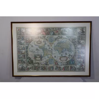 Vintage Print "Antike Weltkarte", gerahmt