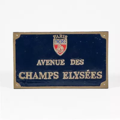 Vintage Straßenschild Avenue des Champs-Élysées – Mit Goldakzenten und Stadtwappen