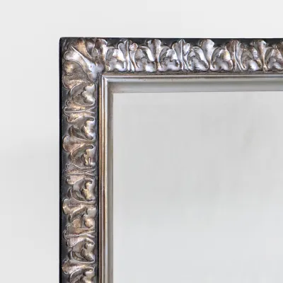 Großer silberner Spiegel Vintage Stil mit facettiertem Glas