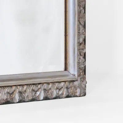 Großer silberner Spiegel Vintage Stil mit facettiertem Glas