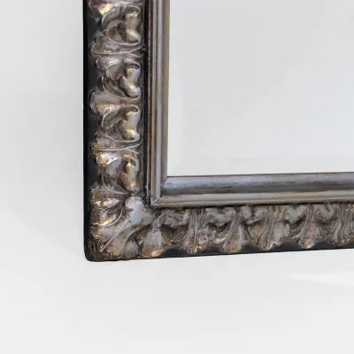 Großer silberner Spiegel Vintage Stil mit facettiertem Glas