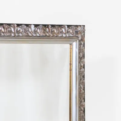 Großer silberner Spiegel Vintage Stil mit facettiertem Glas