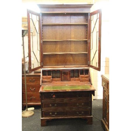 Antikes Bürobookcase/ Aufsatzsekretär aus Mahagoni mit Bandintarsien