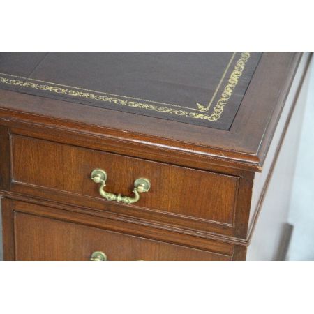   Mahagoni Schreibtisch victorian Lederplatte Massivvholz 