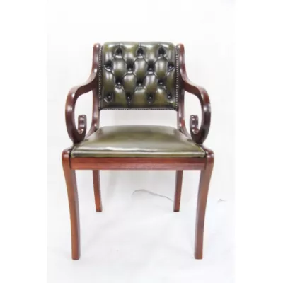 Chesterfield Stuhl   Olive Grün Mahagoni
