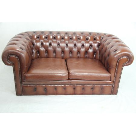 Chesterfield Couch Vintage braunes Leder 