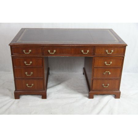 Schreibtisch Mahagoni braunes Leder original victorian 