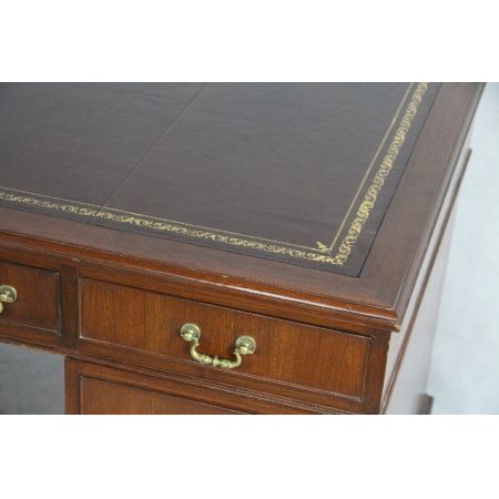 Schreibtisch Mahagoni braunes Leder original victorian 