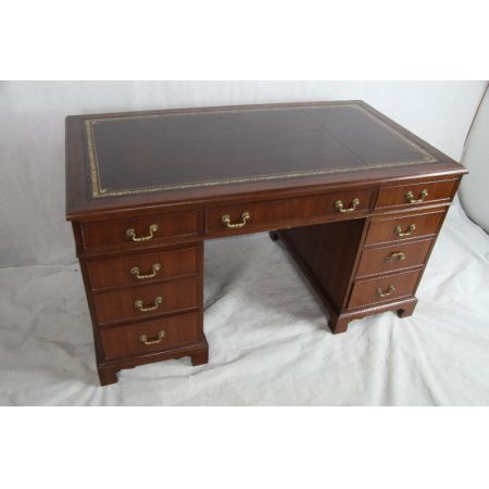 Schreibtisch Mahagoni braunes Leder original victorian 