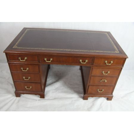 Schreibtisch Mahagoni braunes Leder original victorian 