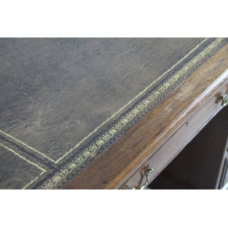   Mahagoni Schreibtisch Victorian massiv grünes Leder 