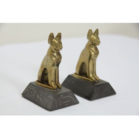 Paar Bronce katzen  Katzen   Frankreich Antique