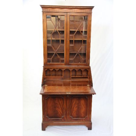 Aufsatzsekretär/ Bücherschrank mit Sekretär aus Mahagoniholz