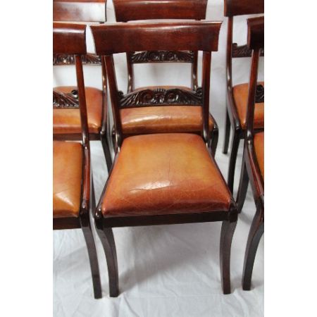 Original 6er Satz Mahagonistühle mit Ledersitzen
