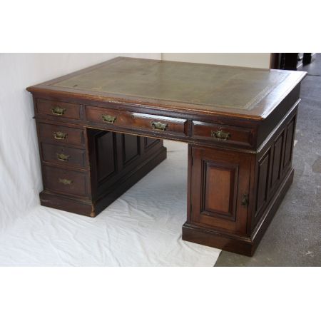 Partners desk grünes leder victoriansich england 1890  massivholz