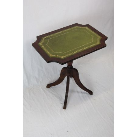 Mahagoni Beistelltisch mit grüner Lederplatte England