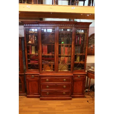 Breakfront Bookcase Edwardian Mahagoni Intarsien 