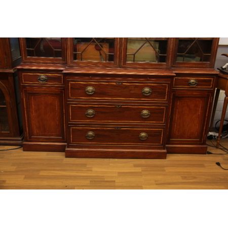 Breakfront Bookcase Edwardian Mahagoni Intarsien 